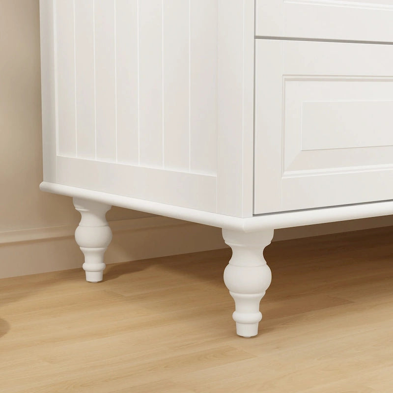 47.2 Lacquered Armoires Wardrobes With Mirror Door 5 Drawer in White