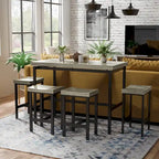 DH BASIC Grey and Black 5-Piece Counter Height Dining Set by Denhour