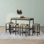 DH BASIC Grey and Black 5-Piece Counter Height Dining Set by Denhour