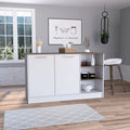 Ginger 59-inch Wide Kitchen Island with 3 Open Shelves and 2 Cabinets