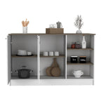 Ginger 59-inch Wide Kitchen Island with 3 Open Shelves and 2 Cabinets