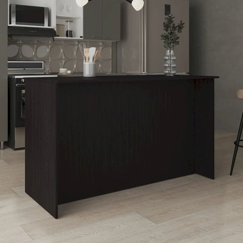 Ginger 59-inch Wide Kitchen Island with 3 Open Shelves and 2 Cabinets