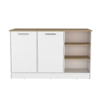 Ginger 59-inch Wide Kitchen Island with 3 Open Shelves and 2 Cabinets