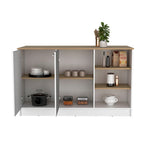Ginger 59-inch Wide Kitchen Island with 3 Open Shelves and 2 Cabinets