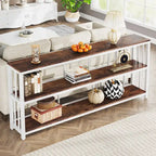 70.9 Narrow Long Console Table, 3 Tiers Sofa Table with Storage Shelves, Entryway Table