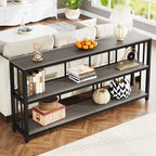 70.9 Narrow Long Console Table, 3 Tiers Sofa Table with Storage Shelves, Entryway Table