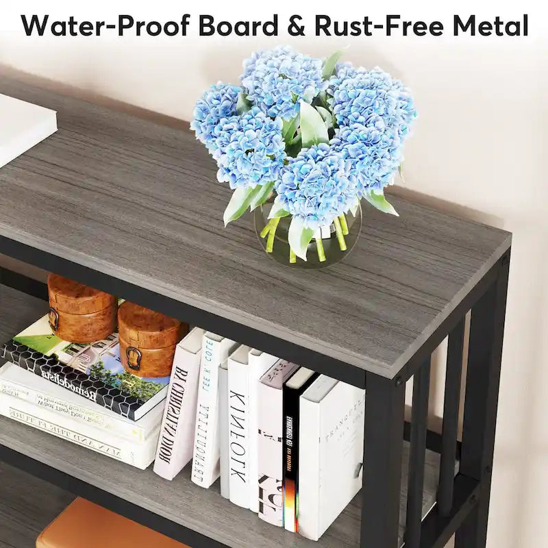 70.9 Narrow Long Console Table, 3 Tiers Sofa Table with Storage Shelves, Entryway Table