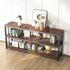 70.9 Narrow Long Console Table, 3 Tiers Sofa Table with Storage Shelves, Entryway Table