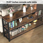 70.9 Narrow Long Console Table, 3 Tiers Sofa Table with Storage Shelves, Entryway Table