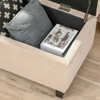 Storage Bench,End of Bed Bench, Linen Fabric Storage Chest with Lift Top, Tufted Ottoman with Storage for Living Room