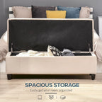 Storage Bench,End of Bed Bench, Linen Fabric Storage Chest with Lift Top, Tufted Ottoman with Storage for Living Room