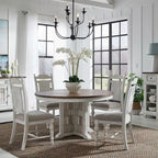 River Place Riverstone White 5 Piece Pedestal Table Set