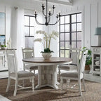 River Place Riverstone White 5 Piece Pedestal Table Set