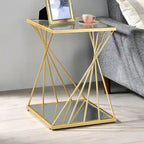 Lopita Contemporary Gold 16-inch Glass 1-Shelf Side Table by Furniture of America