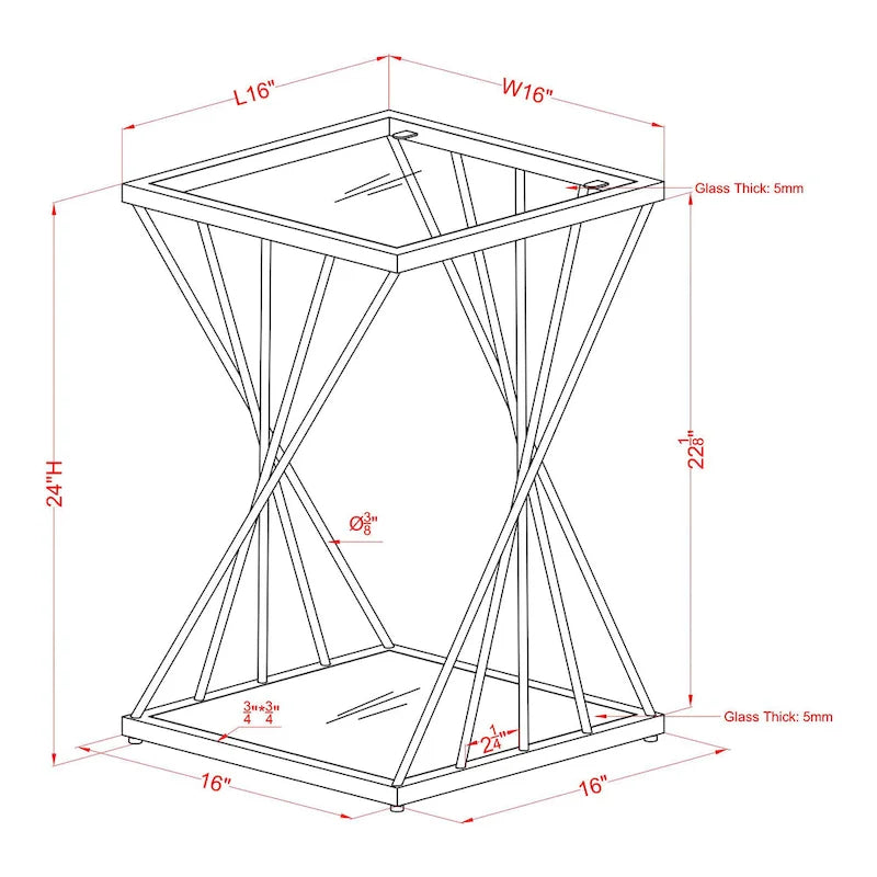 Lopita Contemporary Gold 16-inch Glass 1-Shelf Side Table by Furniture of America