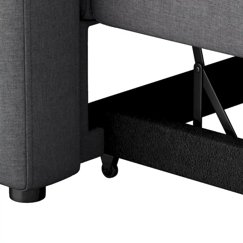 Upholstery Sleeper Sectional Sofa Grey with Storage Space, 2 Tossing Cushions