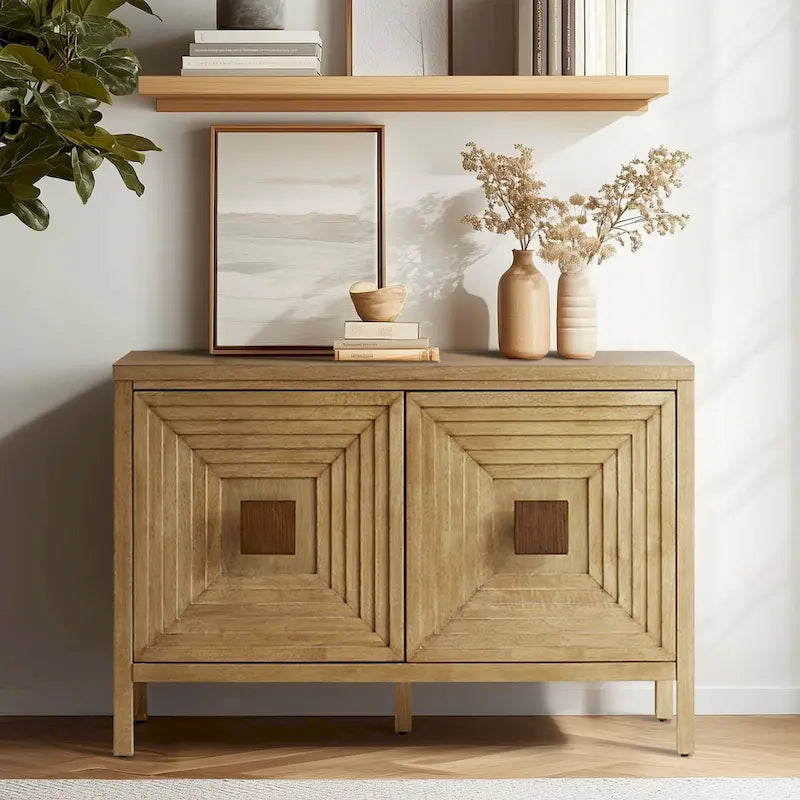 Madison Park Paige Geometric 2-Door Storage Cabinet with Adjustable Shelves