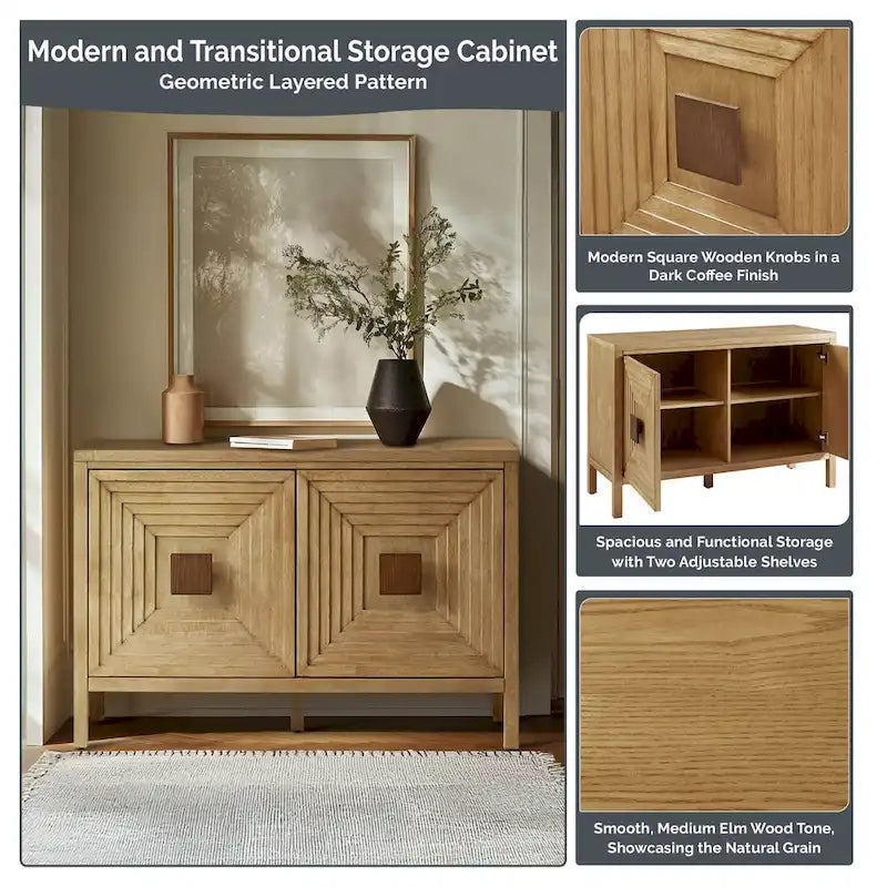 Madison Park Paige Geometric 2-Door Storage Cabinet with Adjustable Shelves