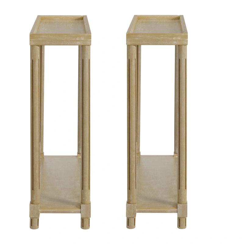 New Ridge Home Goods Harrison Narrow Side Tables, Set of 2, Distressed Oak
