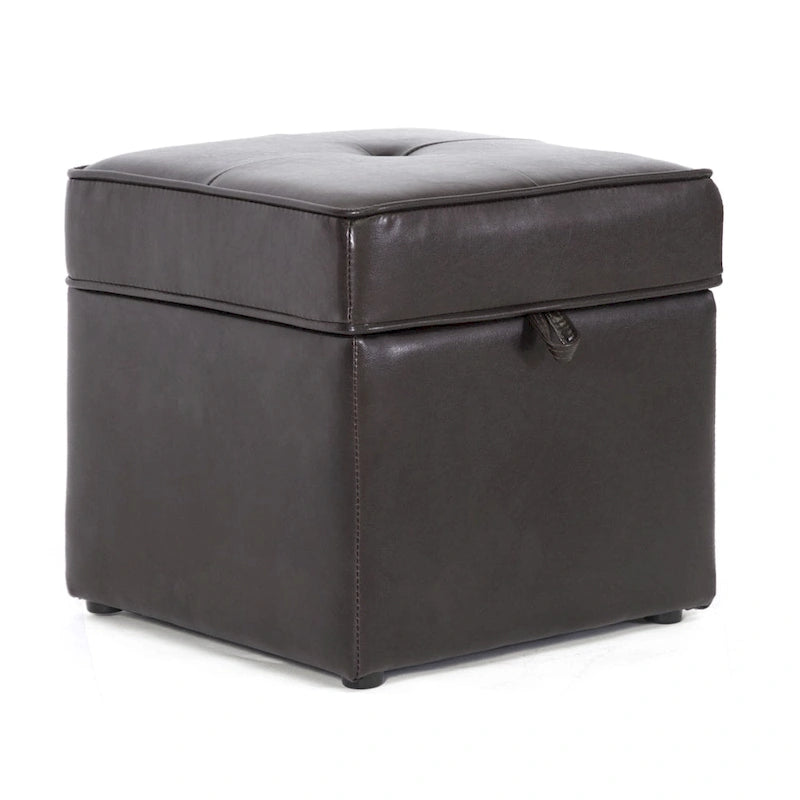 Sydney Dark Brown Faux Leather Ottoman