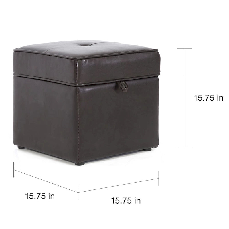 Sydney Dark Brown Faux Leather Ottoman