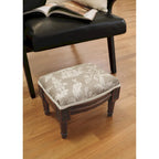Taupe Chinoiserie Footstool with wood stained finish