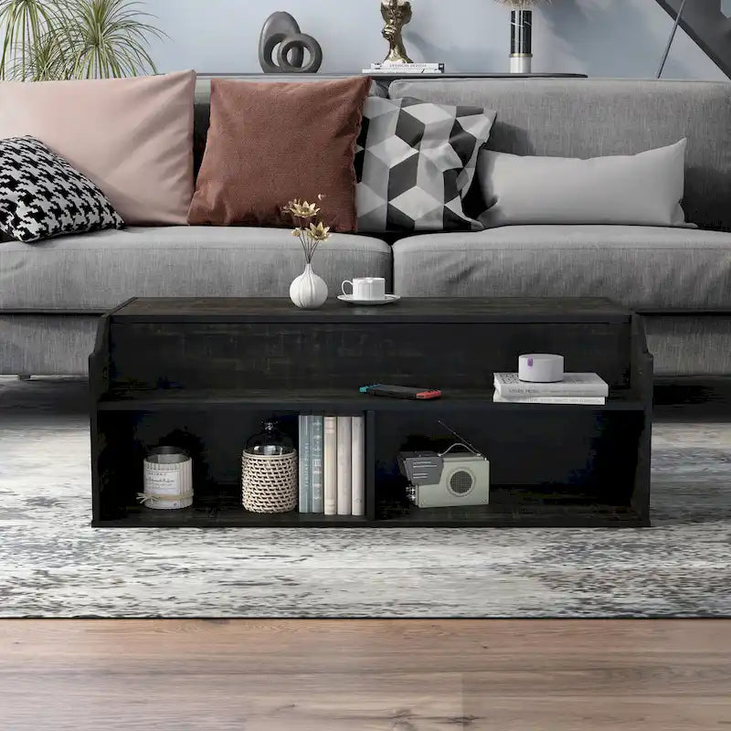 DH BASIC Transitional Black Oak 44-inch Lift-top Coffee Table by Denhour