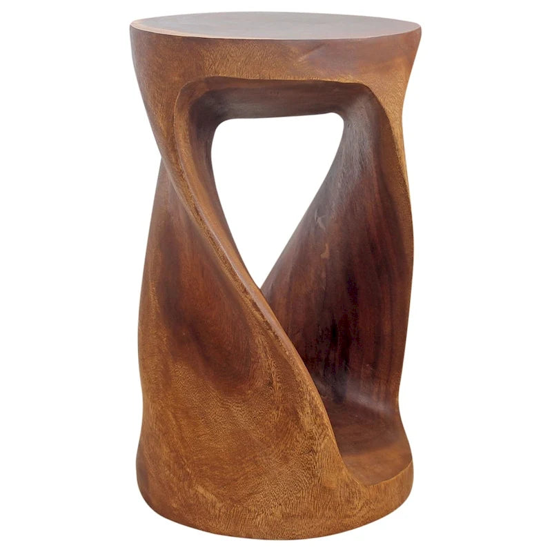 Haussmann Round Wood Twist Accent Table 14in DIAx23in High Walnut Oil - 14 x 14 x 23