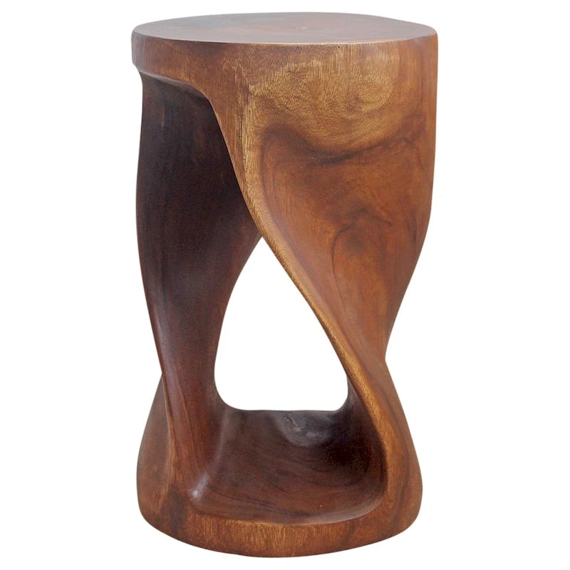 Haussmann Round Wood Twist Accent Table 14in DIAx23in High Walnut Oil - 14 x 14 x 23