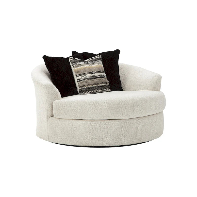 Signature Design by Ashley Cambri White Oversized Round Swivel Chair - 58W x 54D x 39H