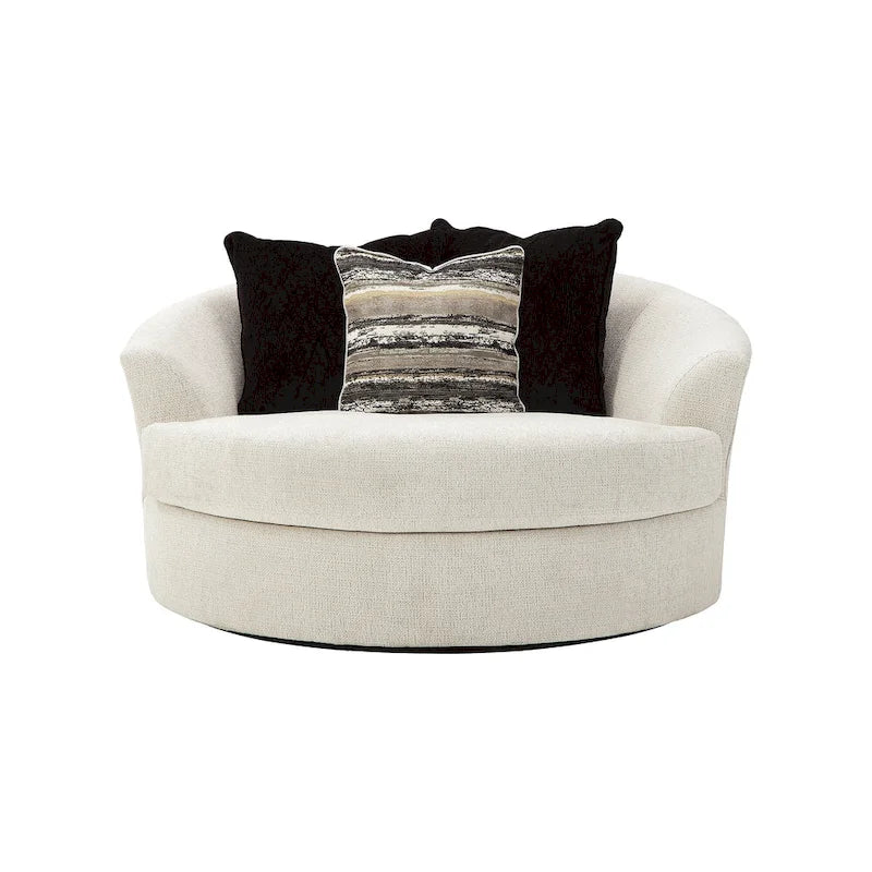 Signature Design by Ashley Cambri White Oversized Round Swivel Chair - 58W x 54D x 39H