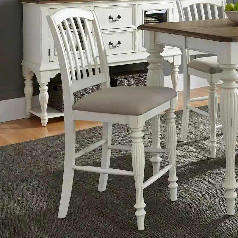 Cumberland Creek Nutmeg White Slat Back Counter Chair (Set of 2)