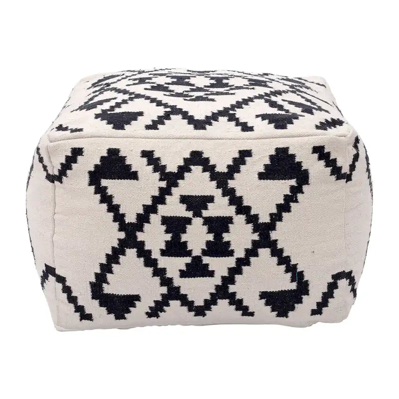Lizardo Ottoman Beige & Black