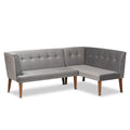 Stewart Mid-Century Velvet Dining Nook Banquette Set(2PC)-Grey