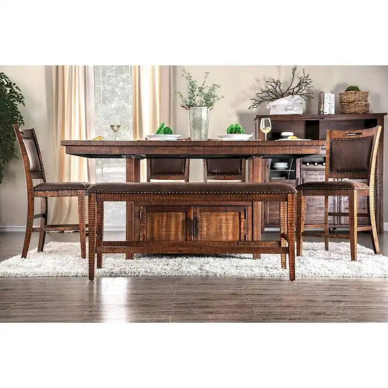 Furniture of America Rainier Rustic 75-inch Walnut Counter Height Table