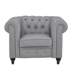 Chesterfield Elegance Collection: Loveseat and Accent Chair with Rolled Arms for Living Room, Office, Reception