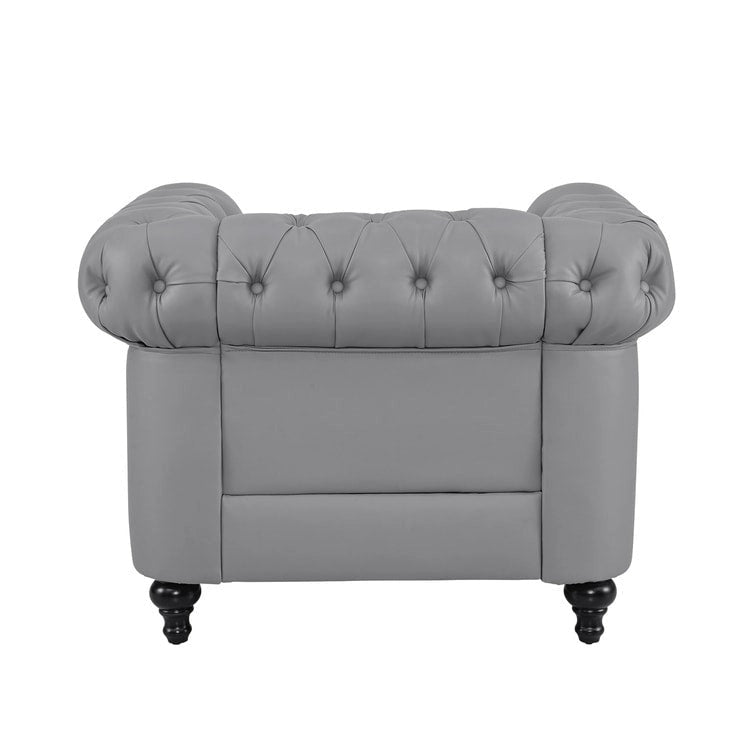 Chesterfield Elegance Collection: Loveseat and Accent Chair with Rolled Arms for Living Room, Office, Reception