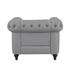Chesterfield Elegance Collection: Loveseat and Accent Chair with Rolled Arms for Living Room, Office, Reception