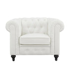 Chesterfield Elegance Collection: Loveseat and Accent Chair with Rolled Arms for Living Room, Office, Reception