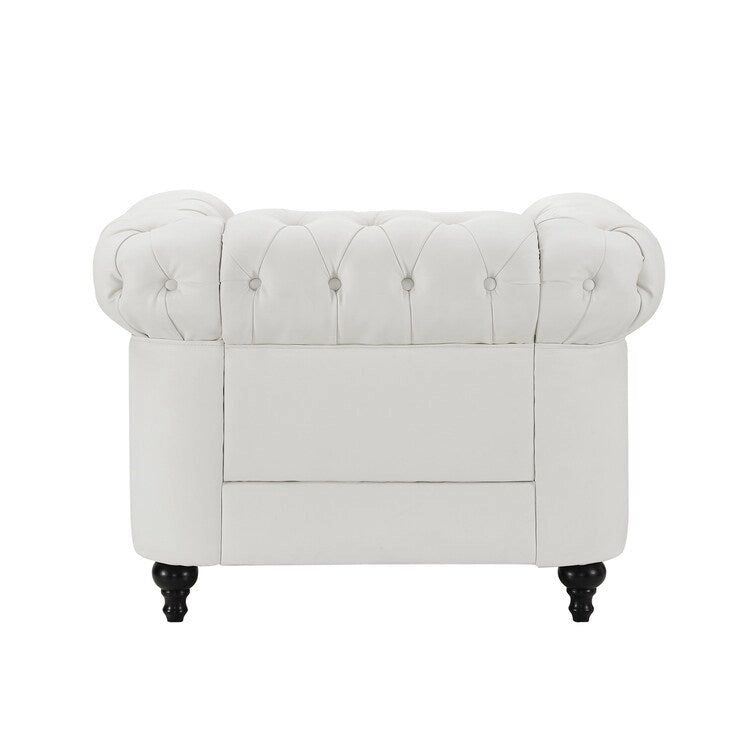 Chesterfield Elegance Collection: Loveseat and Accent Chair with Rolled Arms for Living Room, Office, Reception
