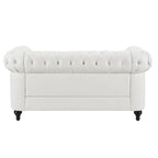 Chesterfield Elegance Collection: Loveseat and Accent Chair with Rolled Arms for Living Room, Office, Reception
