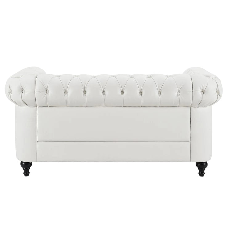 Chesterfield Elegance Collection: Loveseat and Accent Chair with Rolled Arms for Living Room, Office, Reception