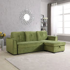 91 Wide Velvet Storage Sectional Reversible Sleeper Sofa & Chaise