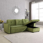 91 Wide Velvet Storage Sectional Reversible Sleeper Sofa & Chaise
