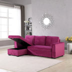 91 Wide Velvet Storage Sectional Reversible Sleeper Sofa & Chaise