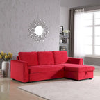 91 Wide Velvet Storage Sectional Reversible Sleeper Sofa & Chaise