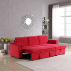 91 Wide Velvet Storage Sectional Reversible Sleeper Sofa & Chaise