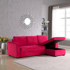 91 Wide Velvet Storage Sectional Reversible Sleeper Sofa & Chaise