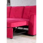 91 Wide Velvet Storage Sectional Reversible Sleeper Sofa & Chaise