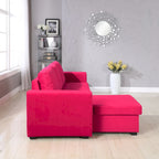 91 Wide Velvet Storage Sectional Reversible Sleeper Sofa & Chaise